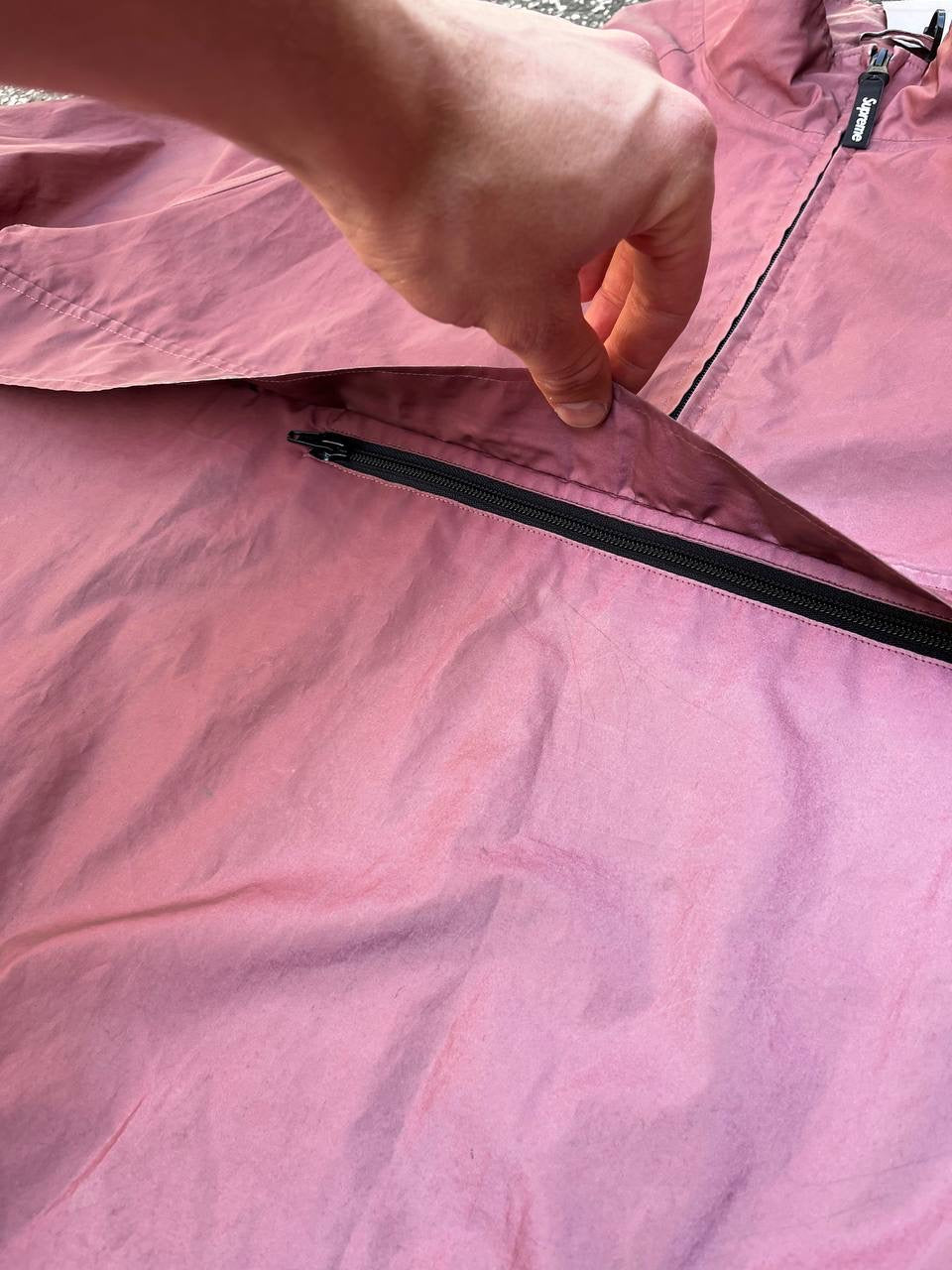 Supreme Reflective Anorak Jakke XL Brugt Used Pink Big Logo