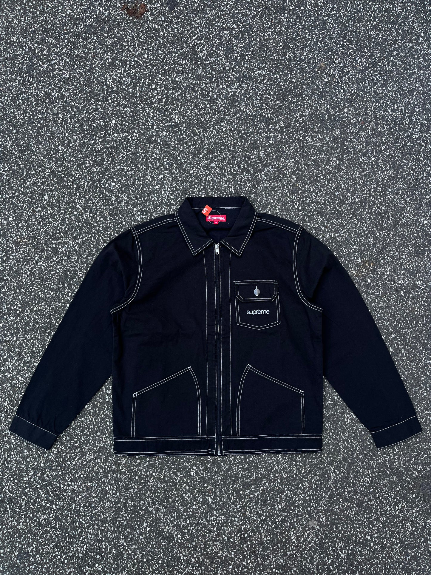 Supreme Canvas Work Jacket Sort, Str. M Sort Black Brand New