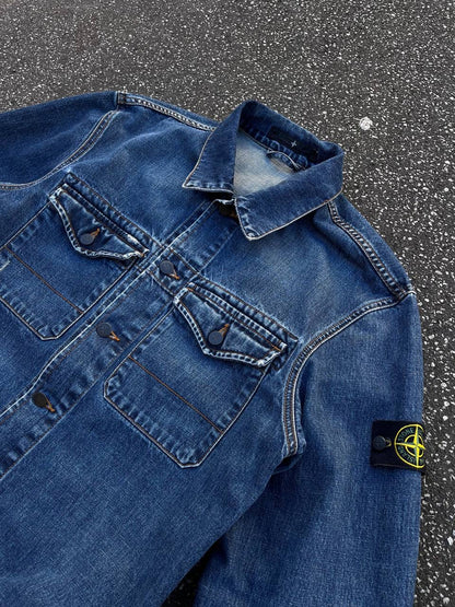 Stone Island Denim jakke XL i Mørkeblå Fra 90’erne Vintage
