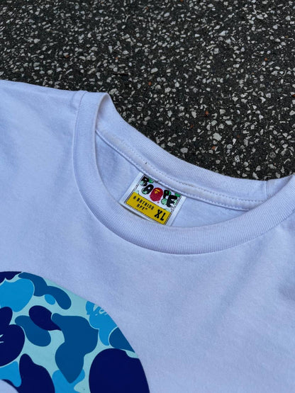 Bape A-Bathing Ape Tee T-Shirt XL Hvid Double Logo Brugt Used