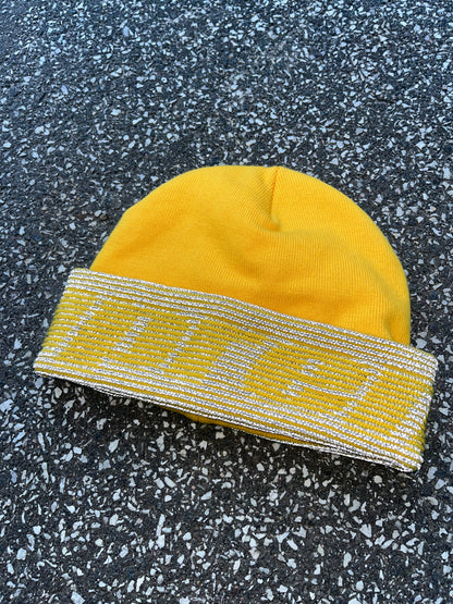 Supreme Reflective Logo Beanie – Yellow Silver