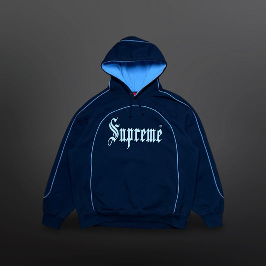 Supreme Piping Hooded Sweatshirt Hoodie – Navy Large
