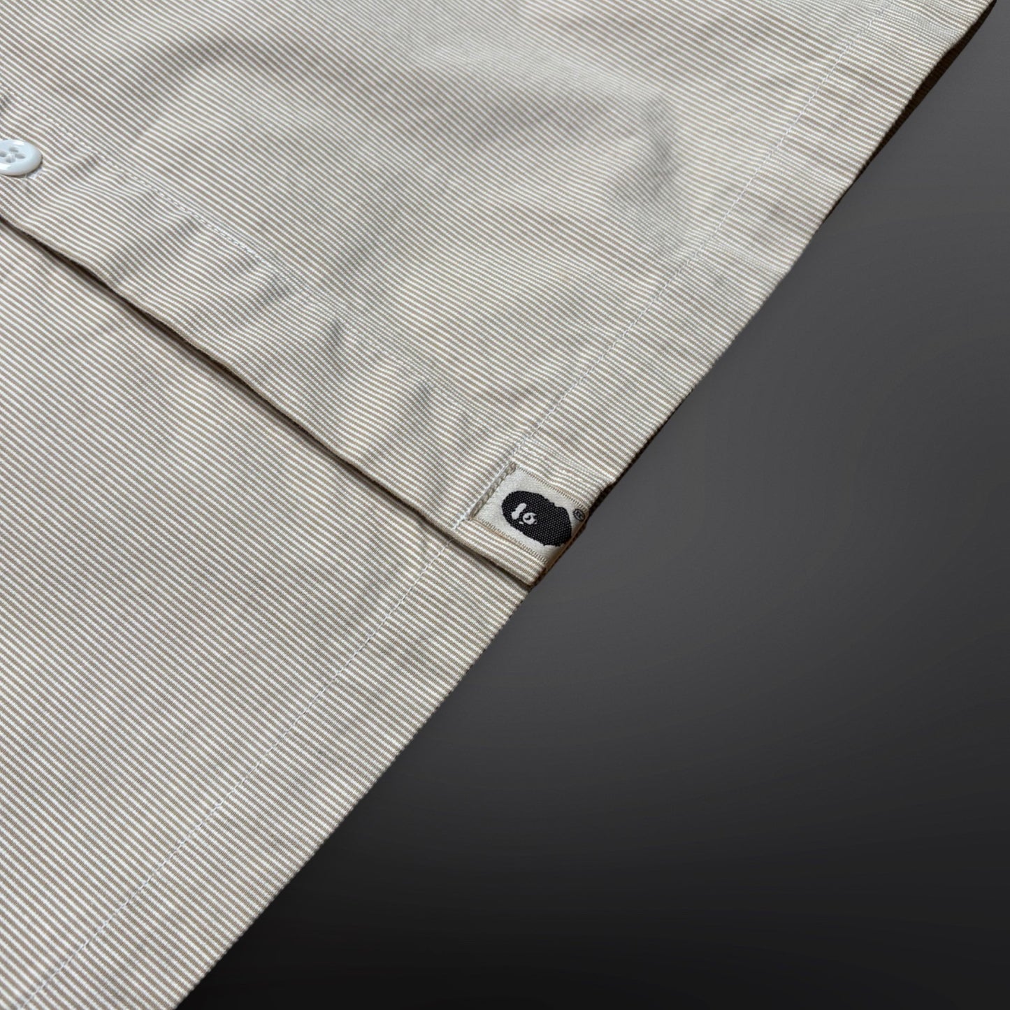 BAPE Skjorte – Beige Stribet Sommer Skjorte (M)