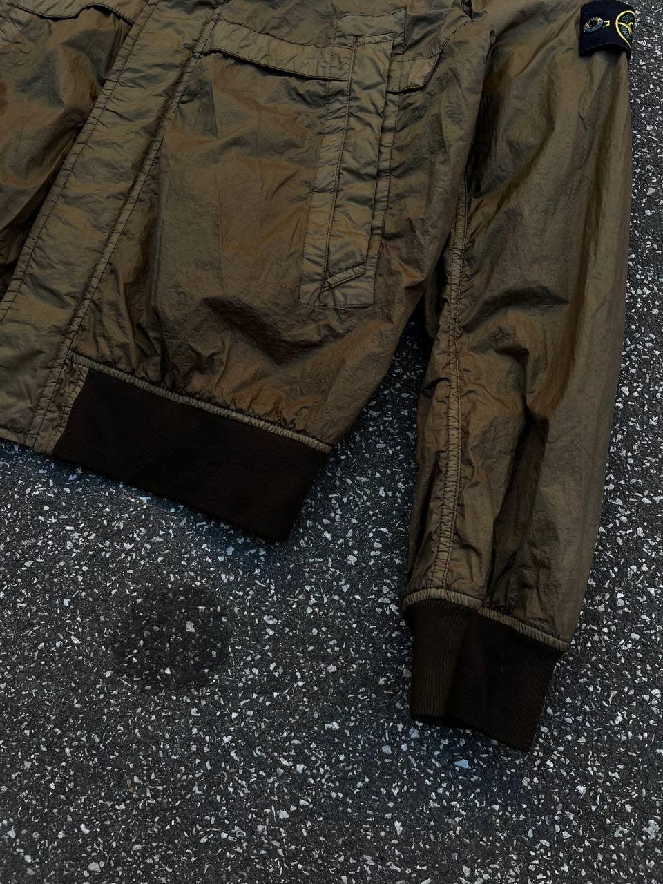 Stone Island Regnjakke Membrana TC Large Khaki farve Brugt