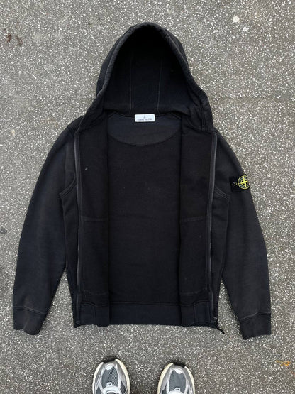 Stone Island Zip Up Hoodie Hættetrøje Sort Black 731564220 Brugt Used