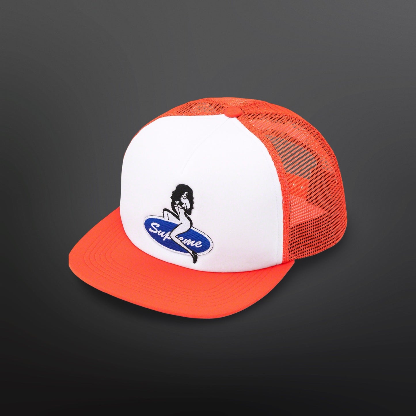 Supreme Trucker Cap – White / Neon Orange