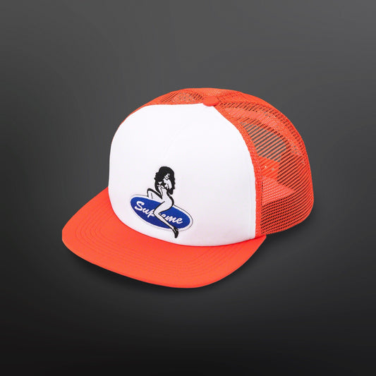 Supreme Trucker Cap – White / Neon Orange