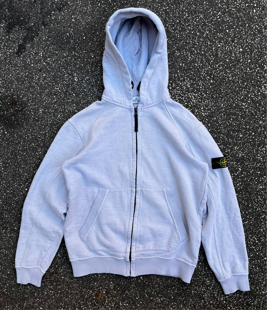 Vintage Stone Island zip hoodie / hættetrøje i grå junior