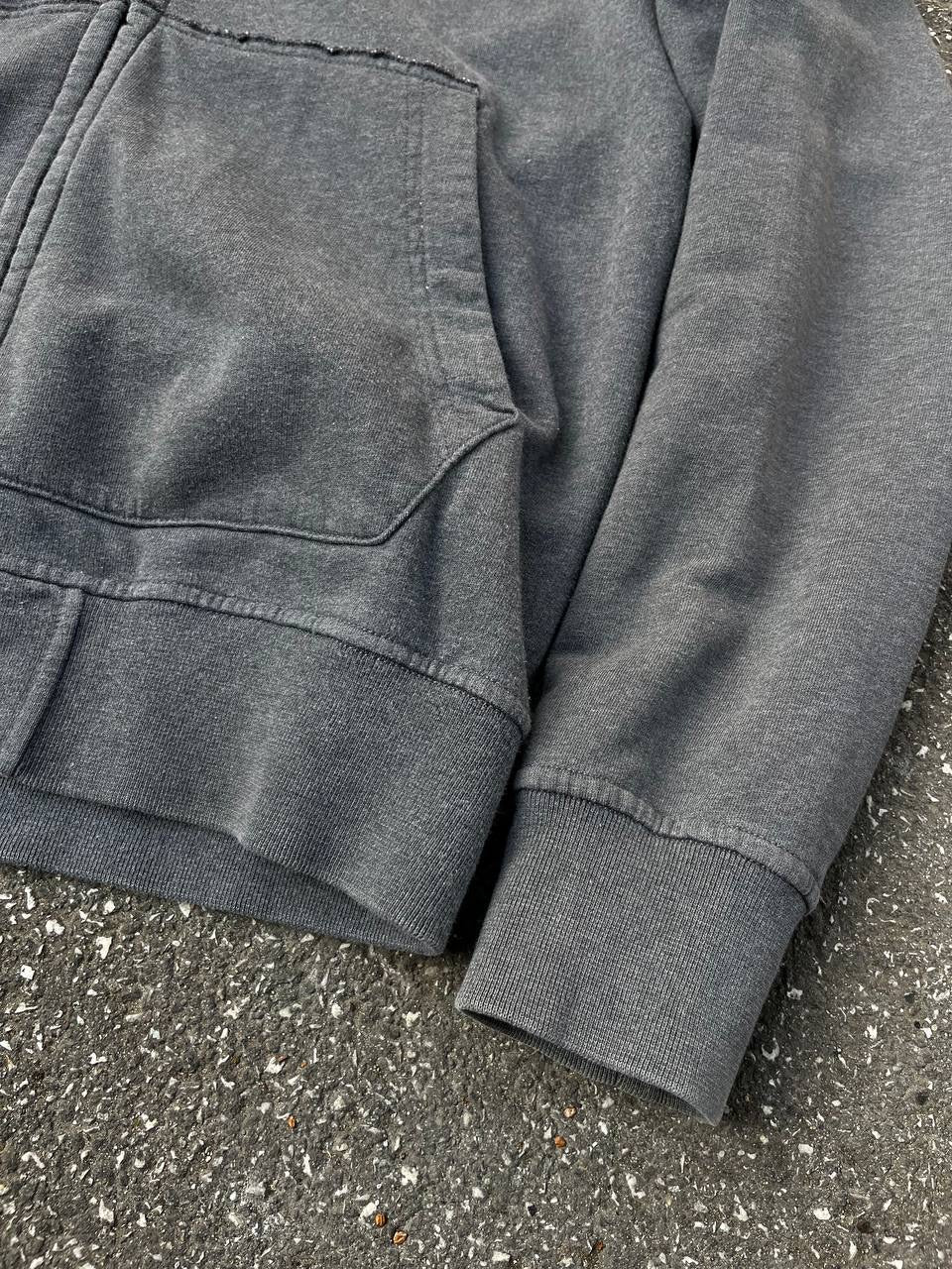 Stone Island Zip Up Hættetrøje Hoodie Med Lynlås Grå Grey L Large Brugt Used
