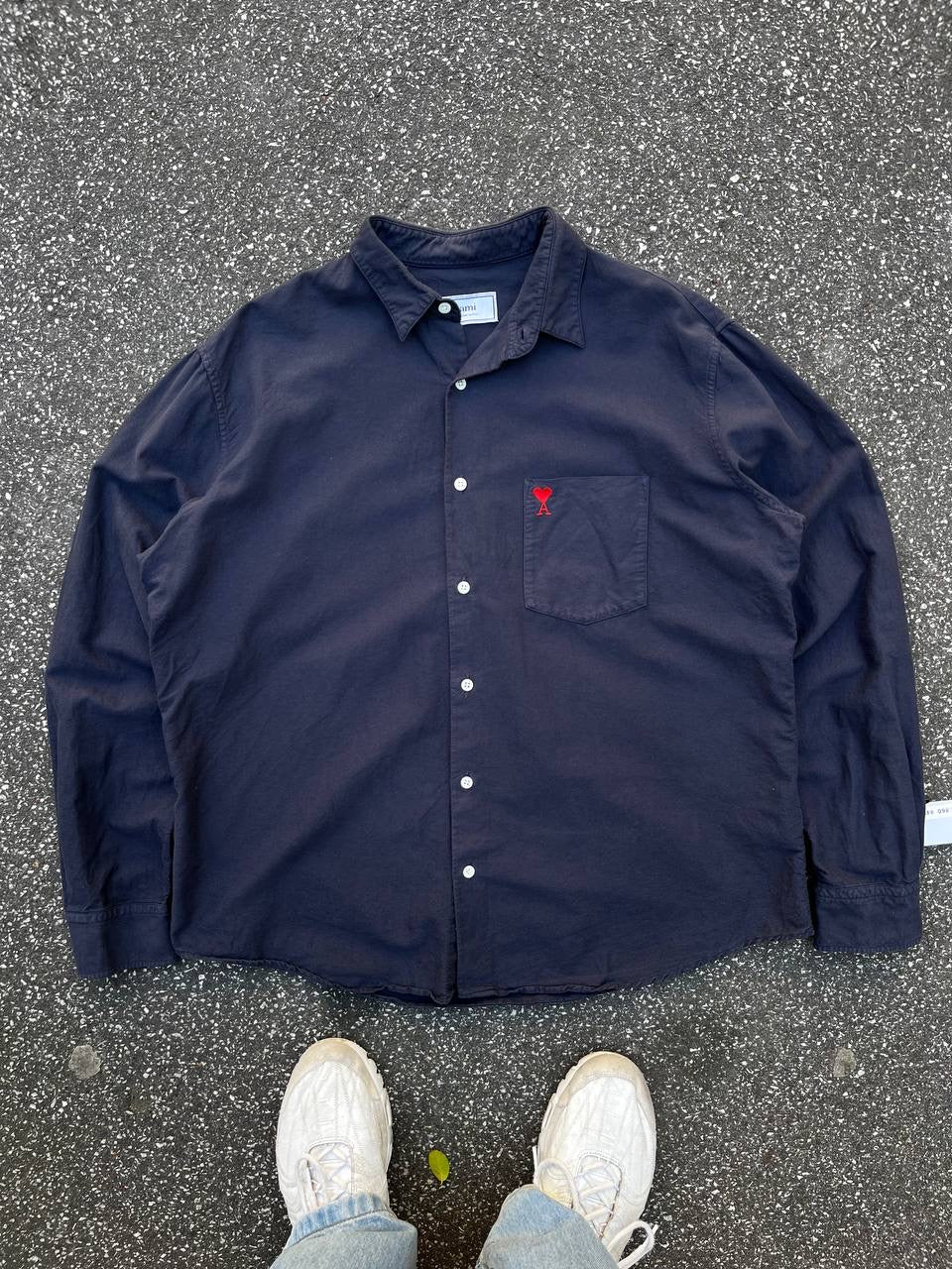 Ami Paris Alexandre Mattiussi Skjorte Navy M Medium Brugt Used