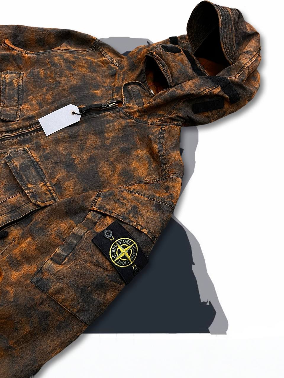 Brugt Used Rare Vintage Stone Island jakke DPM JACQUARD PLATED i størrelse L large i multifarve med balaclava