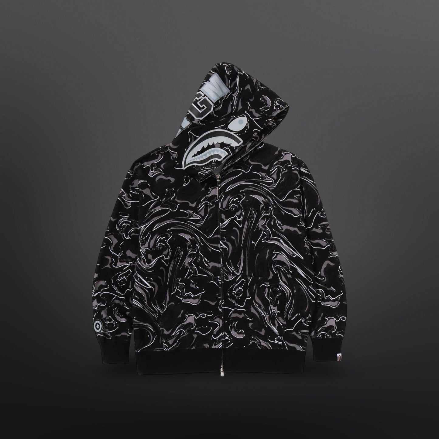 BAPE Marble Camo Shark Full Zip Hoodie – Medium (BNWT)