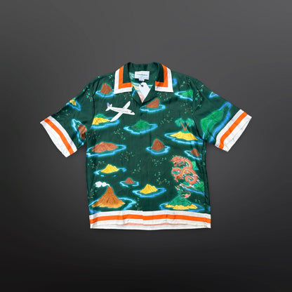 Casablanca Silk Dragon Print Shirt – Green – Size M