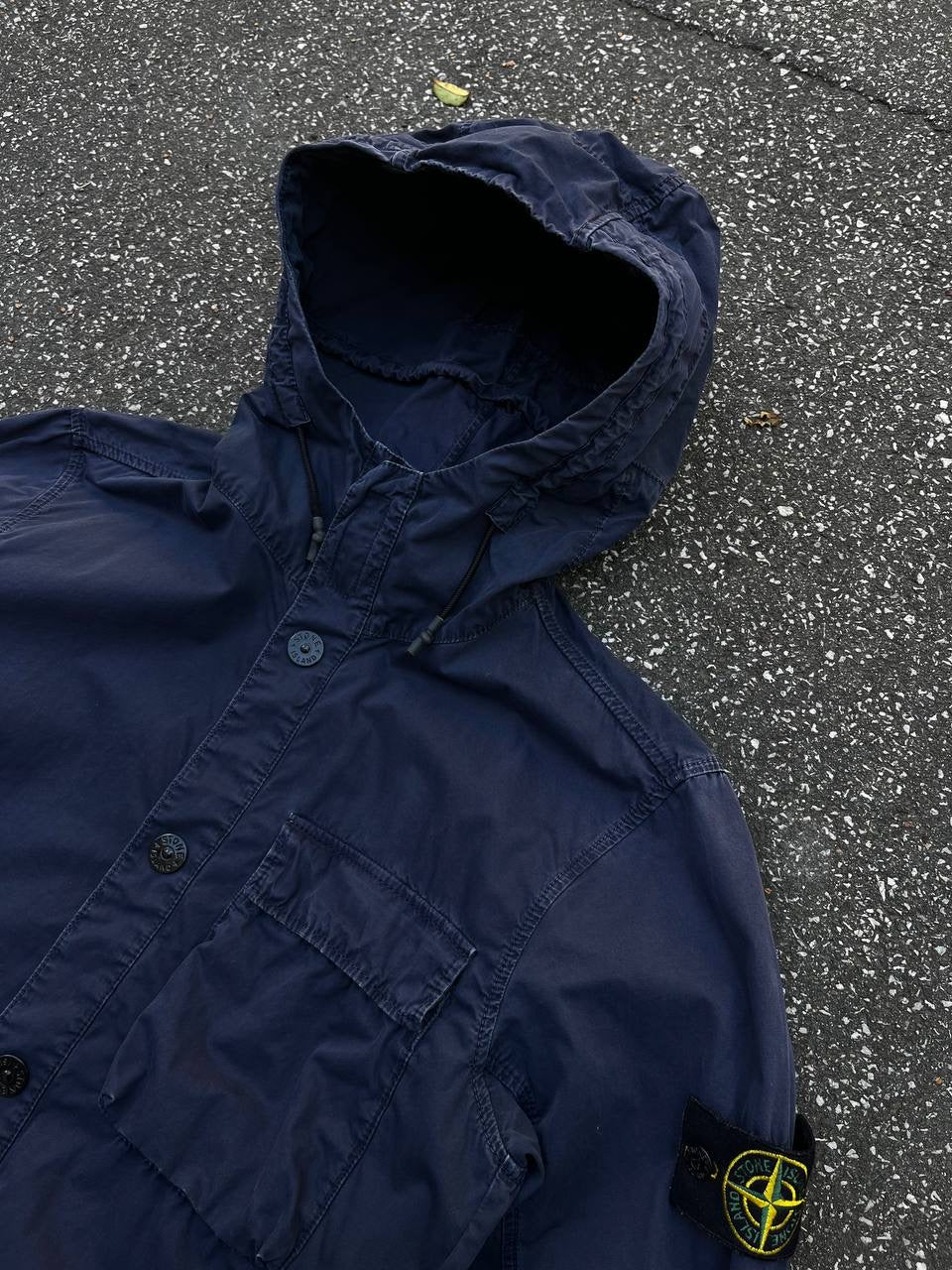 Stone Island Jakke Sommerjakke Med Hætte Navy Mørkeblå S Small Brugt Used