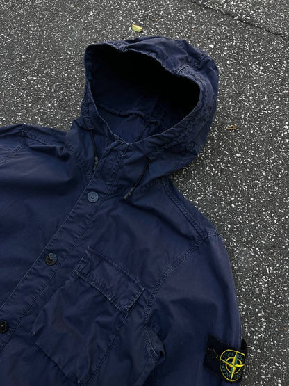Stone Island Jakke Sommerjakke Med Hætte Navy Mørkeblå S Small Brugt Used