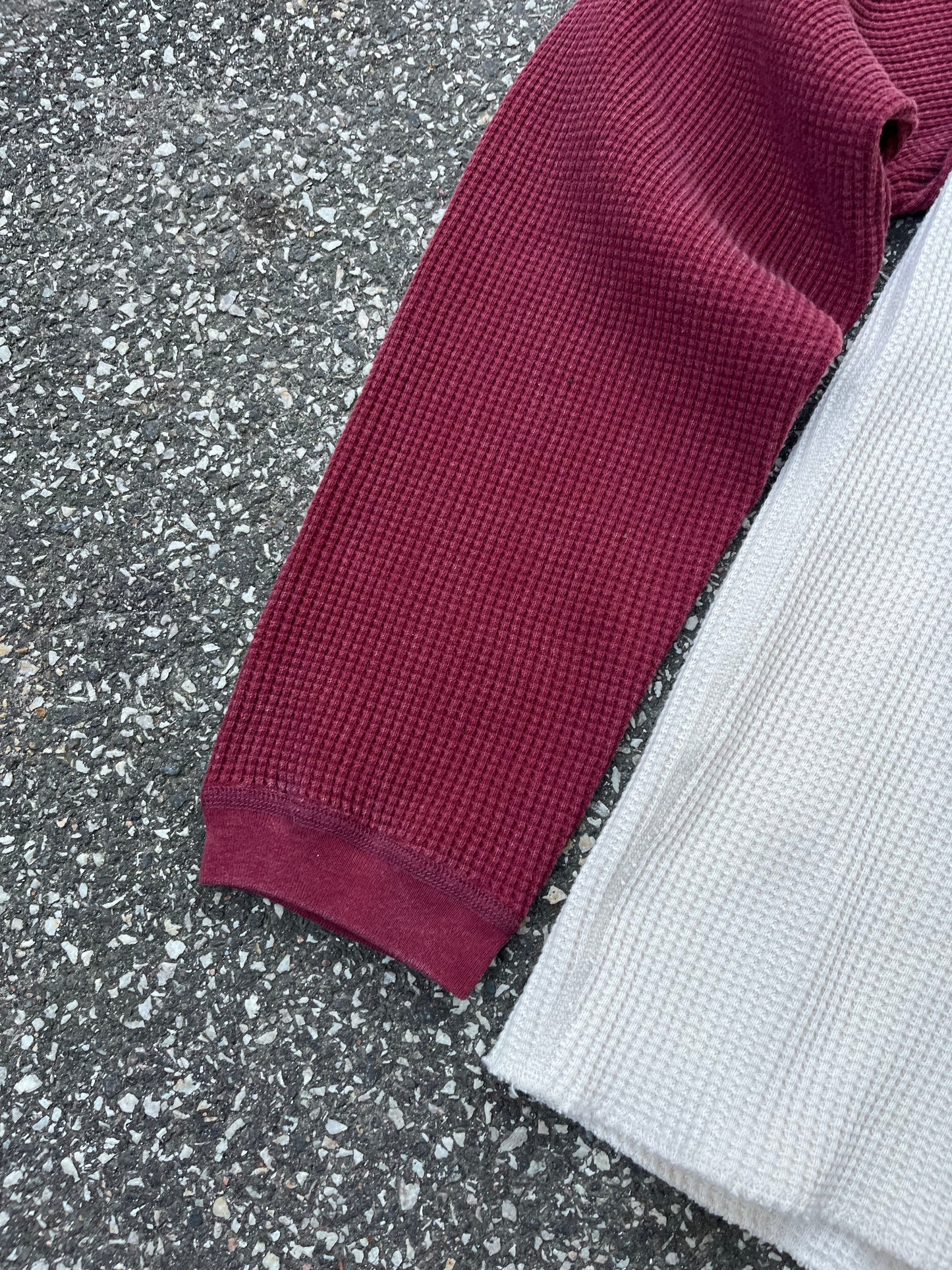 Stussy Sweatshirt Basic Thermal 2 Tone – Off White Burgundy – Str. XL – Helt Ny med Tags