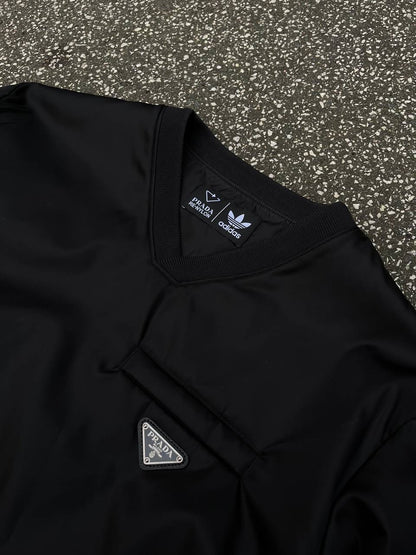 Prada X Adidas V-Neck Jacket Sort Black S Small Nylon