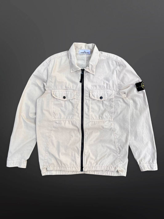 Stone Island Overshirt Skjorte Sommerjakke I Beige Safari Med Lynlås M Medium