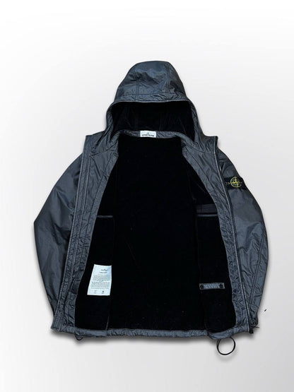 Brugt Used Sjælden Stone Island Jakke Lamy Flock i Grå Sort Farve XL herre