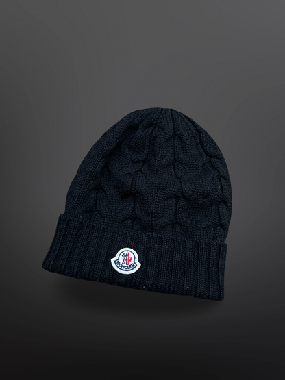 Moncler Cable Knit Wool Beanie – Black (Str. L)