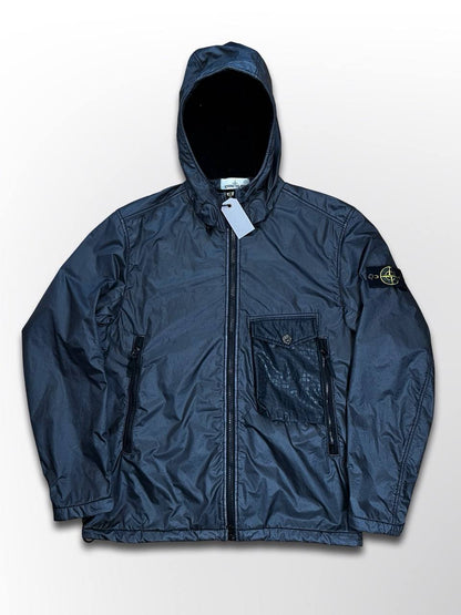 Brugt Used Sjælden Stone Island Jakke Lamy Flock i Grå Sort Farve XL herre