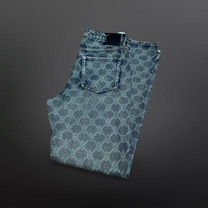 Daily Paper Monogram Denim Jeans – Blå – Str. M Medium