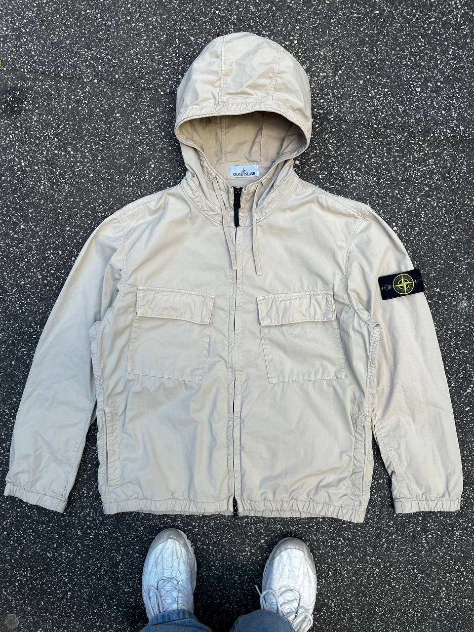 Stone Island Sommejakke Supima Cotton Twill Strech TC Beige XL Brugt Used