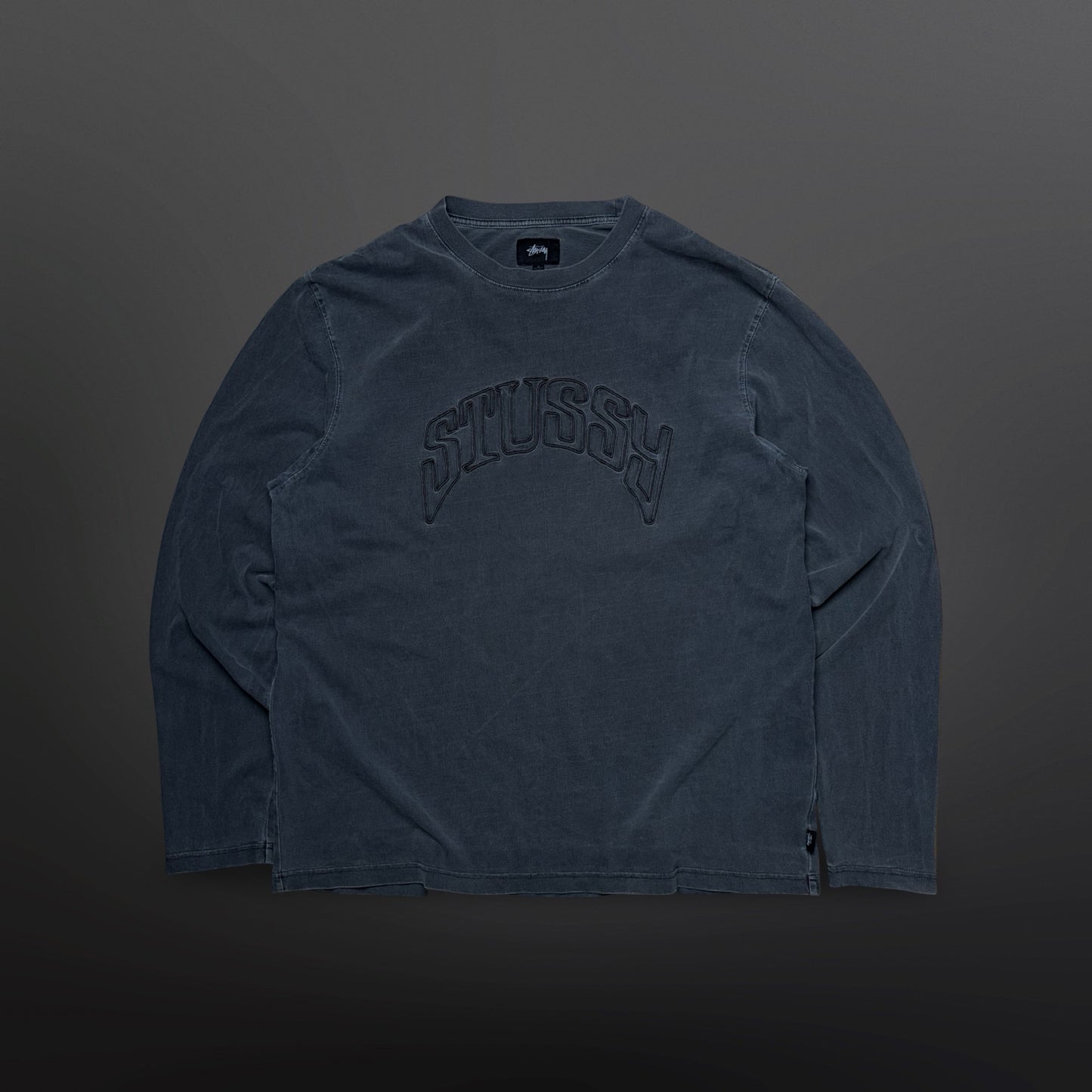 Stüssy Distressed Logo Longsleeve – Grey (Large)