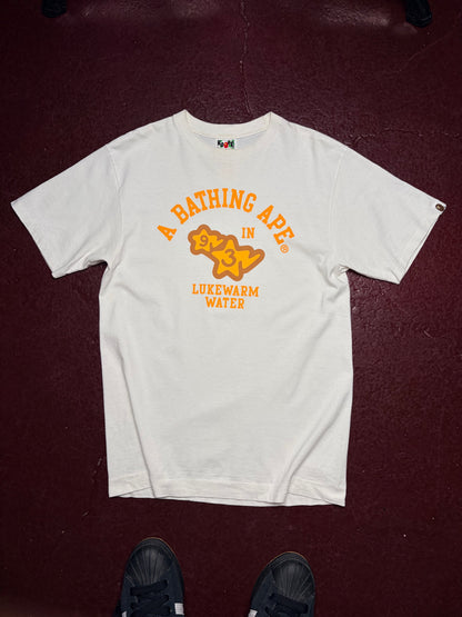 A Bathing Ape “Lukewarm Water 93” Tee – White / Orange – Size M
