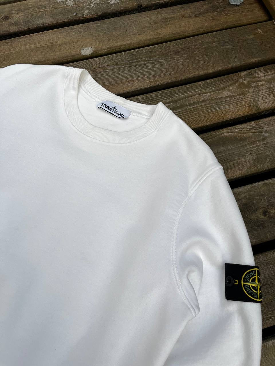 Stone Island Sweatshirt Crew Neck Hvid Medium Brugt