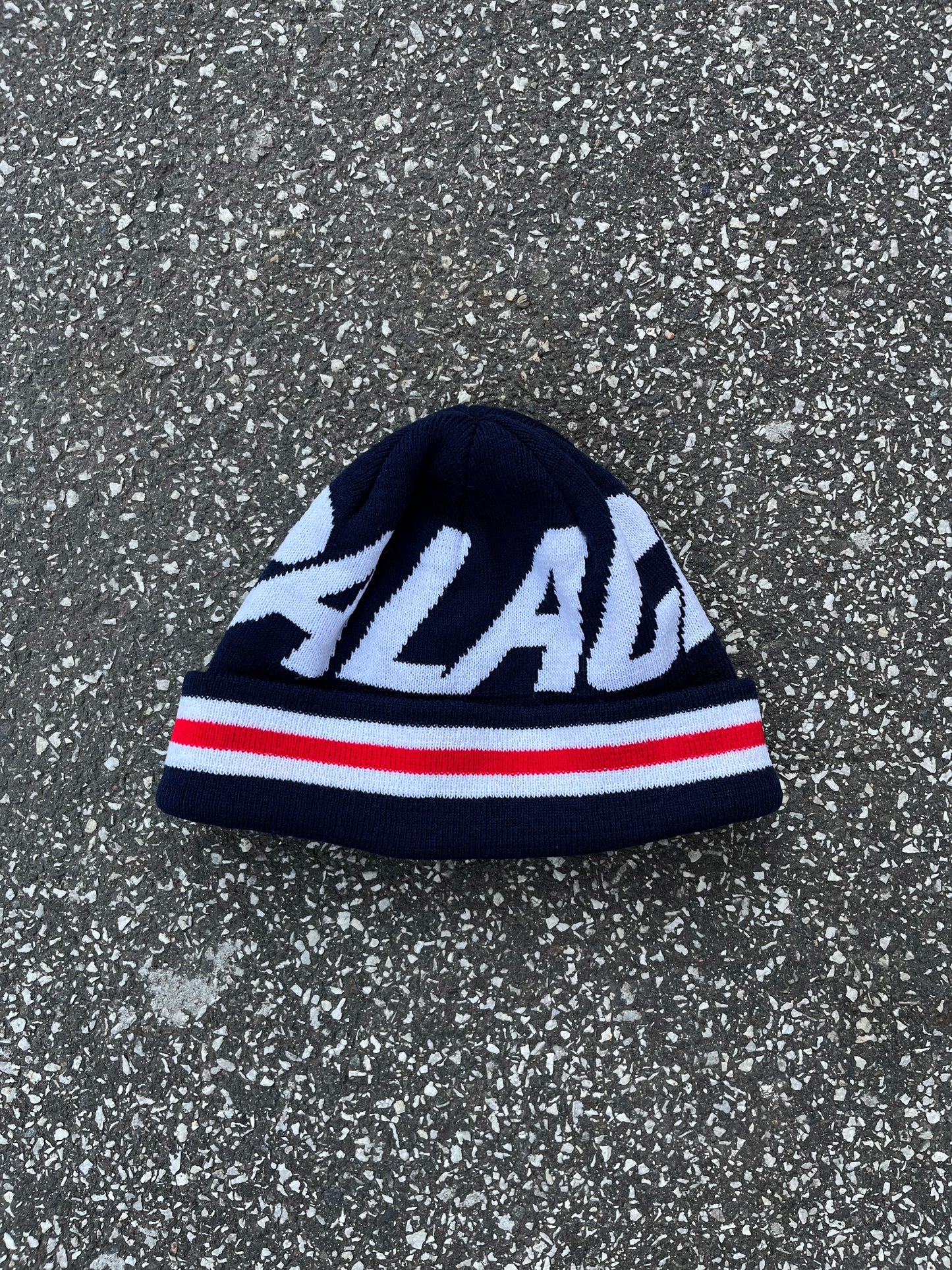Palace Big Logo Beanie – Navy White Red