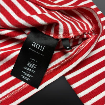 AMI Longsleeve T-shirt – Rød/Hvid Stribet – Str. M