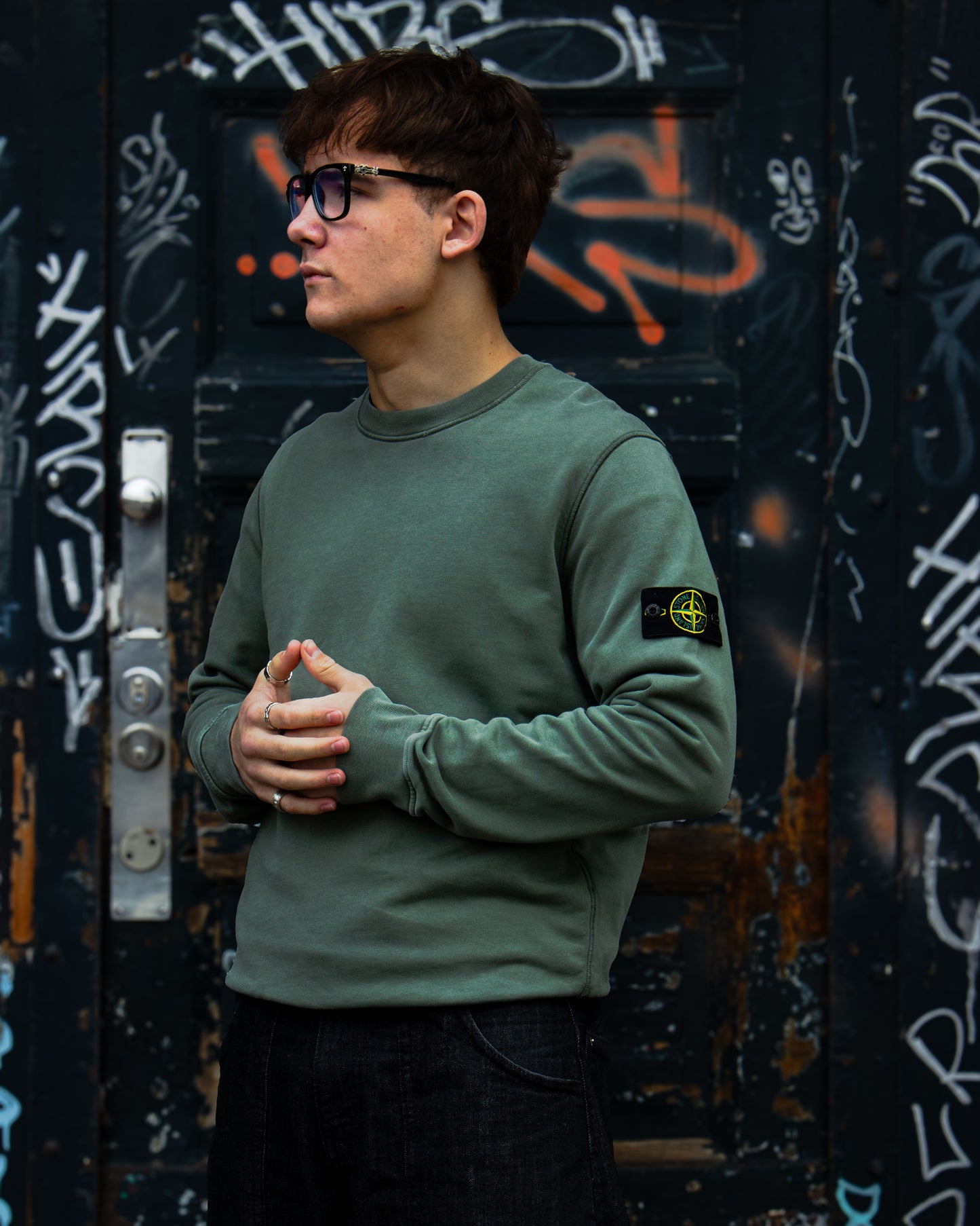 Stone Island Crewneck Sweatshirt Grågrøn Khaki, Str. L