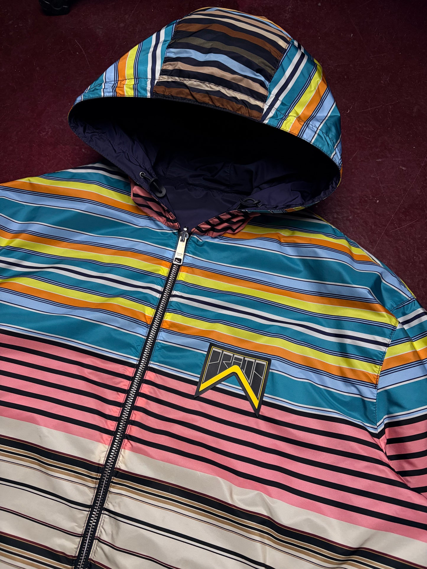 Prada Reversible Jakke – XL – Stribet / Navy Windbreaker