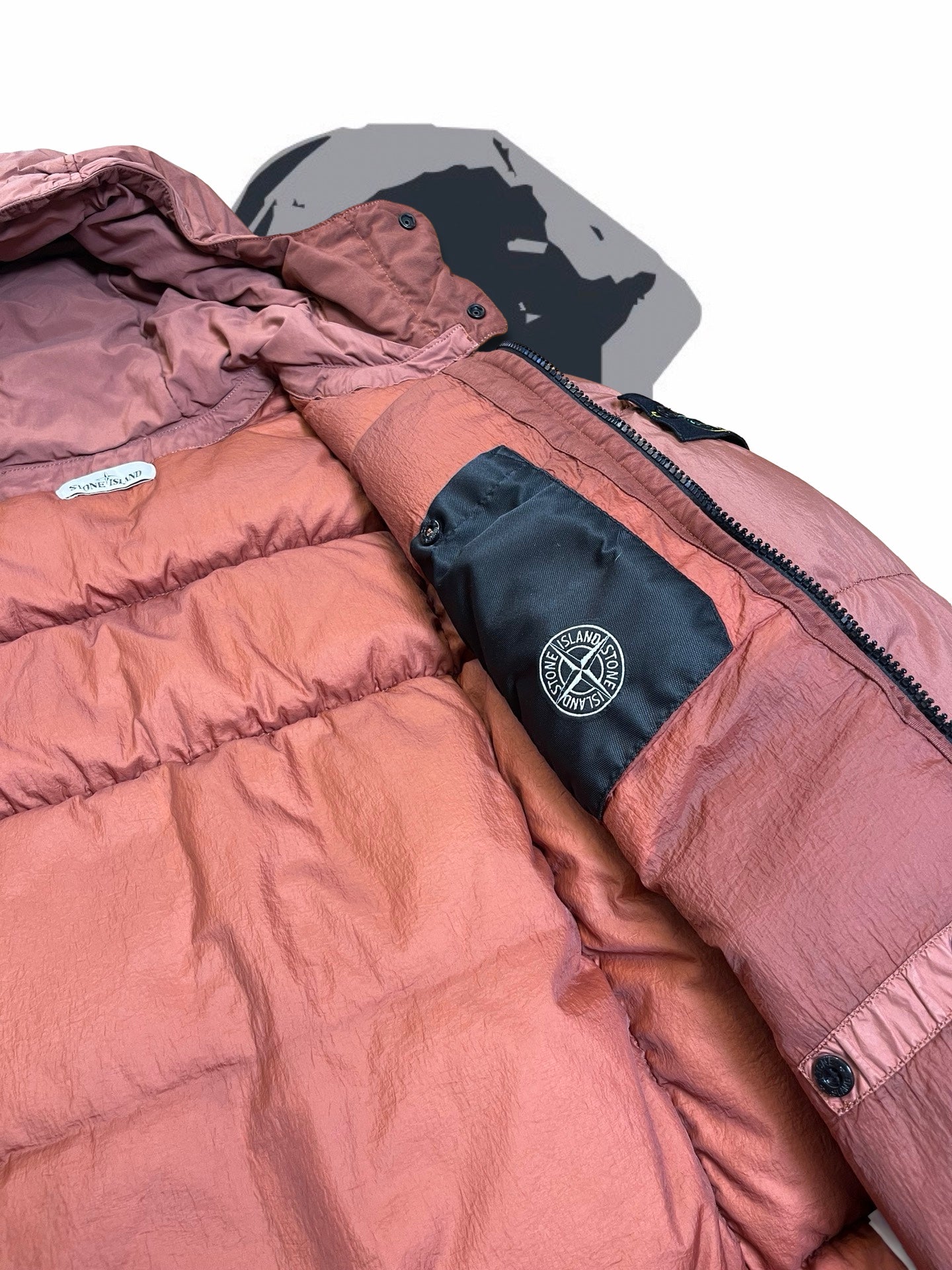 Brugt Used Stone Island Dunjakke L large i Terrakotta farve som ny