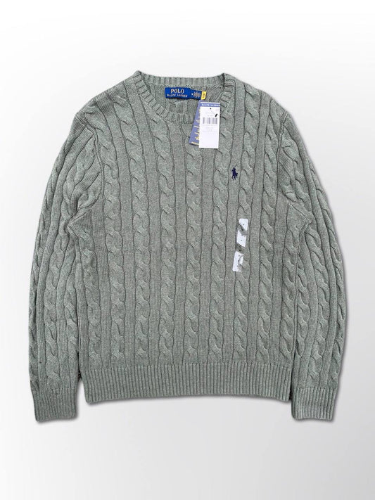 Polo Ralph Lauren Cable Net Sweater i Grøn herre Medium Ny