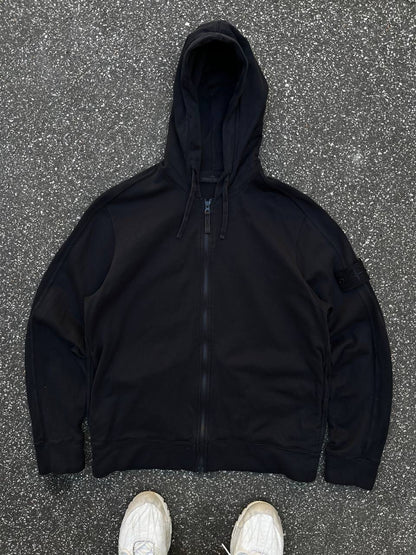 Stone Island Ghost Zip Up Hoodie Hættetrøje Sort Black M Medium Brugt Used