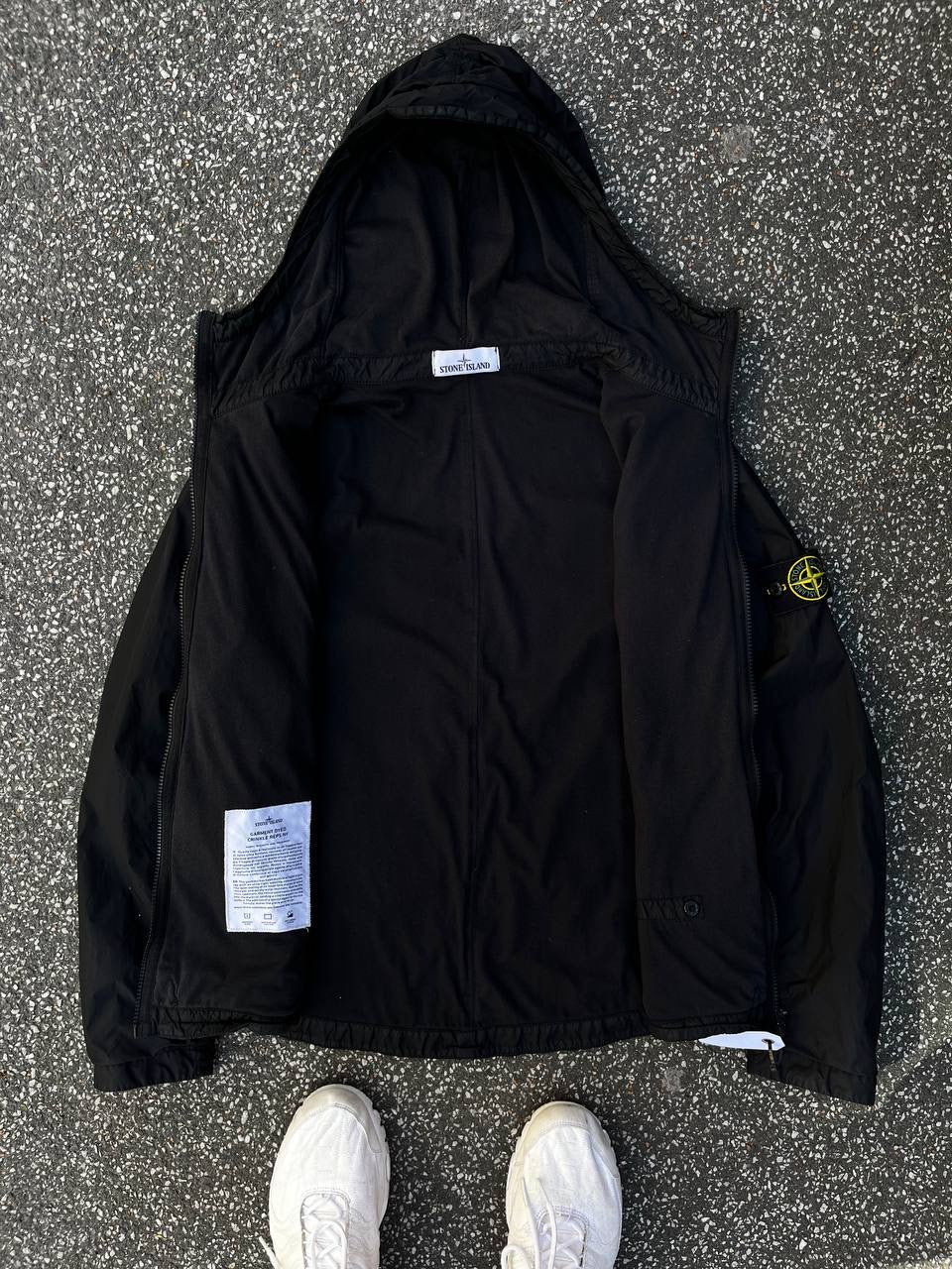 Stone Island Garmen Dyed Crinkle Reps Ny Jakke Sommerjakke i Sort S Small Brugt Used