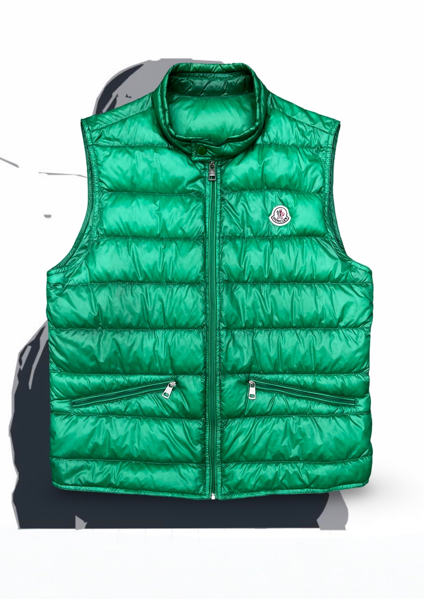 Brugt Used Moncler Vest Dunvest i Grøn Størrelse 4 L herre mænd i God Stand