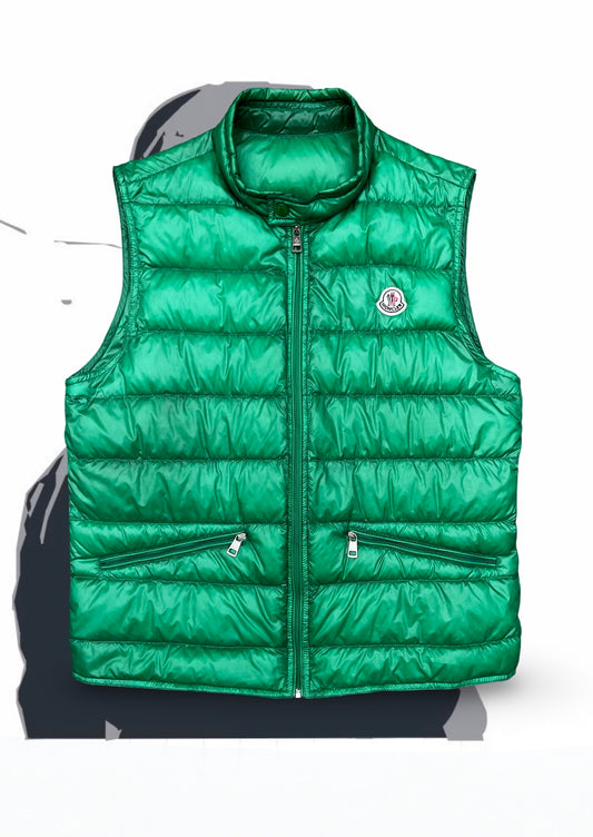 Brugt Used Moncler Vest Dunvest i Grøn Størrelse 4 L herre mænd i God Stand