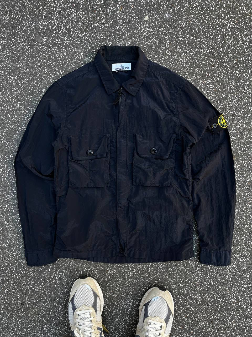 Stone Island Overshirt Sommerjakke Skjorte med Lynlås Navy Nylon Metal S Small Unisex