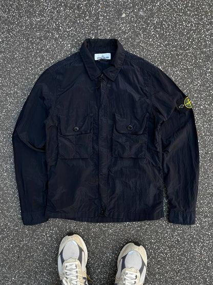 Stone Island Overshirt Sommerjakke Skjorte med Lynlås Navy Nylon Metal S Small Unisex