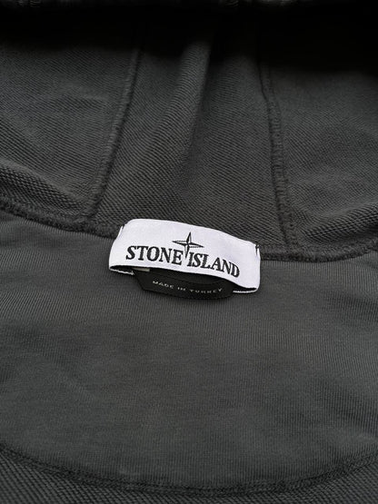 Stone Island Zip Up Hoodie Hættetrøje med Lynlås i grå grey Large Som ny Brugt