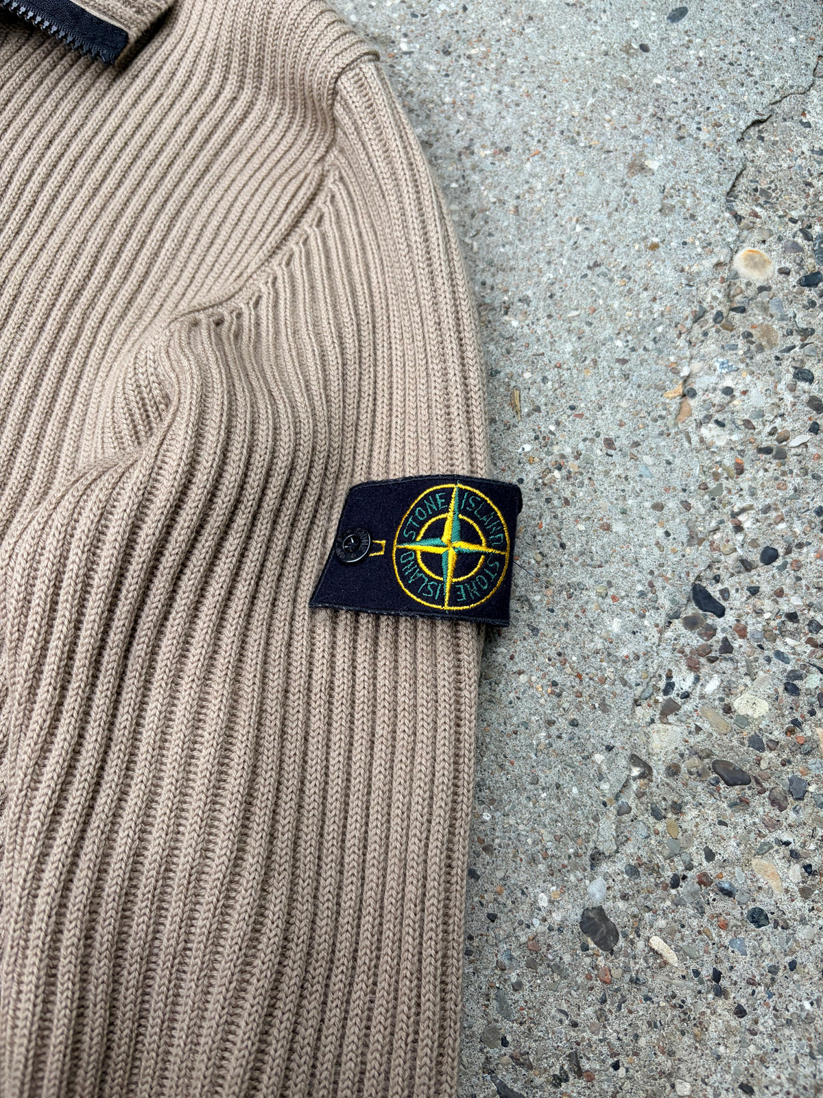 Stone Island Vintage Full Zip Wool Knit – Beige – Large