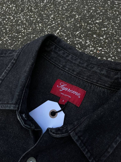 Supreme Skjorte Sommerskjorte Kortærmet Denim Cotton Grå Grey L Large