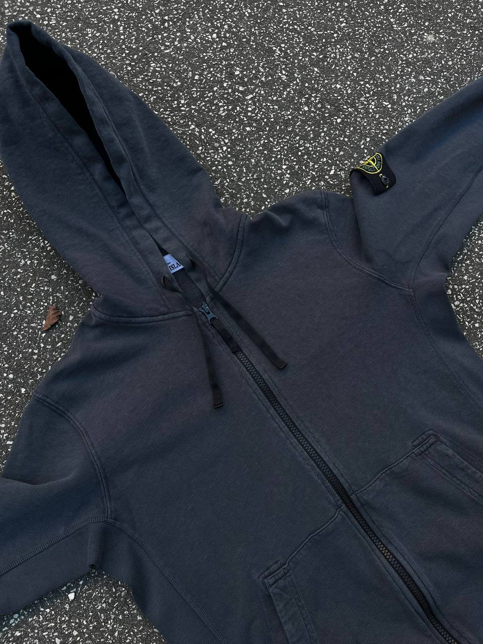 Stone Island Zip-Up Hoodie Hættetrøje Large i Grå Brugt Used