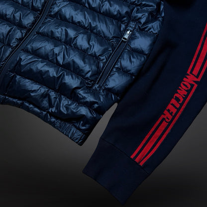 Moncler Knit-Sleeve Down Jacket – Navy/Red (Large)