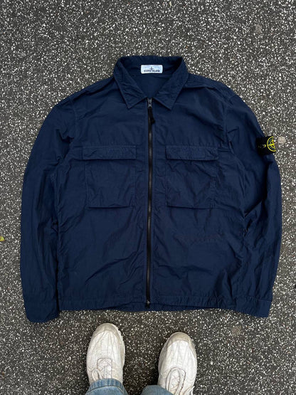 Stone Island Overshirt Skjorte Sommerjakke L Large Navy Mørkeblå Brugt Used
