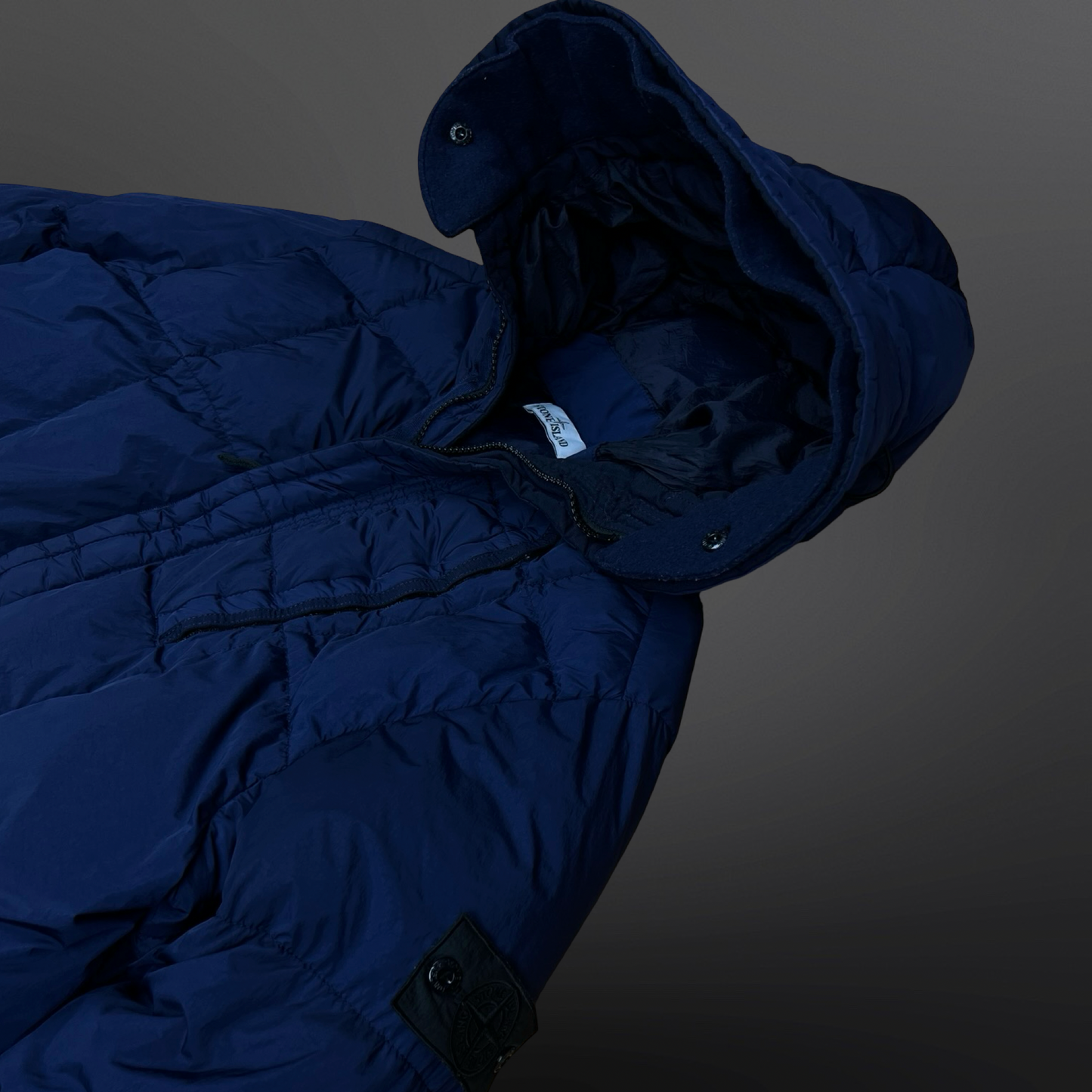 Stone Island Crinkle Reps Down Parka – Navy Str. L
