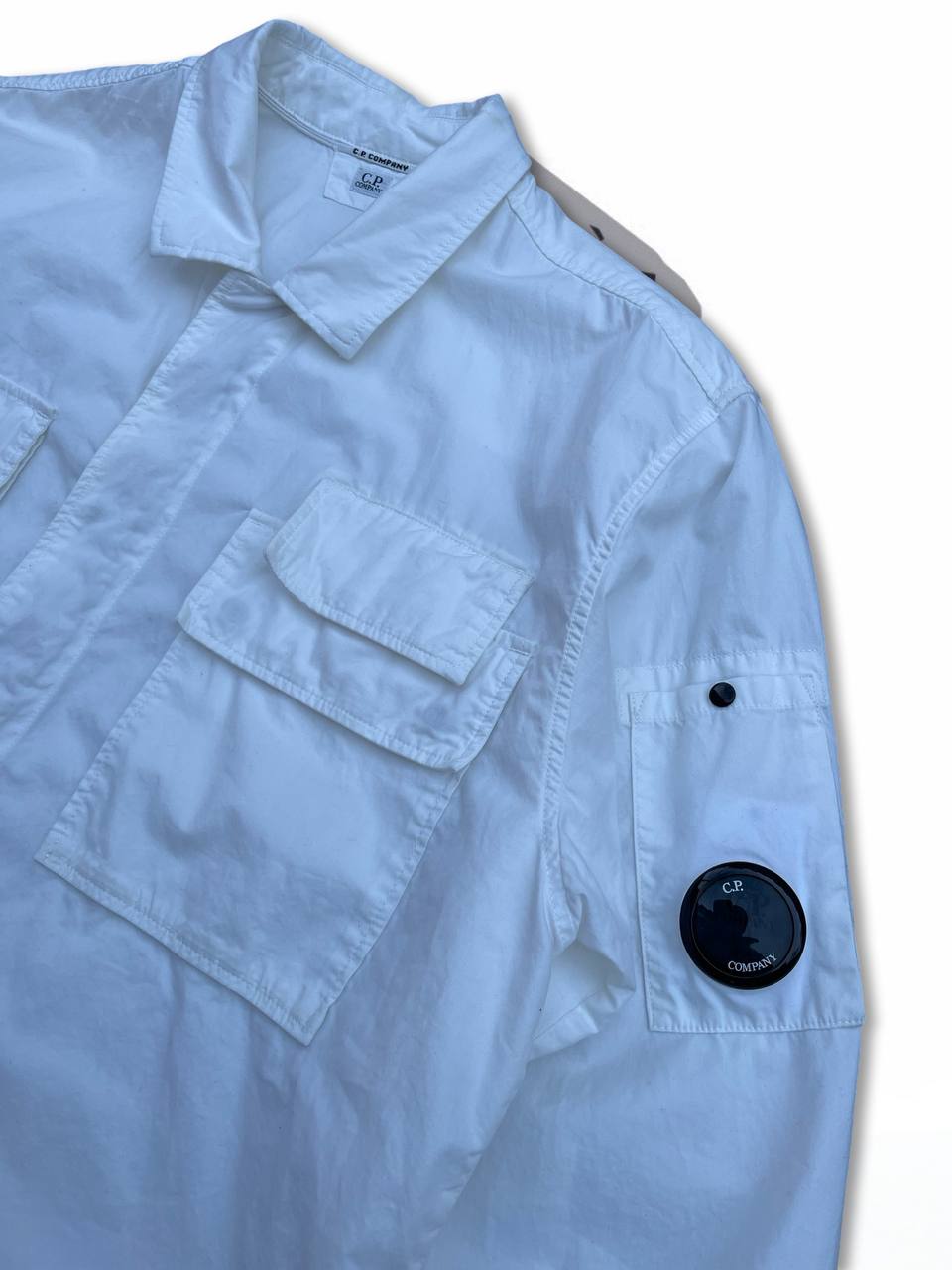 C.P.Company Overshirt Skjorte Brugt Used i Hvid White L large Herre Mænd i god stand